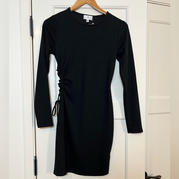 Socialite Long Sleeve Side Cutout Minidress Size Small Color Black Dress (Small) - Picture 3 of 5